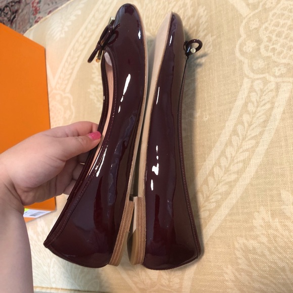 Kate Spade NY Willa Burgundy Red Chestnut Ballet flats Bow patent leather - Picture 7 of 9